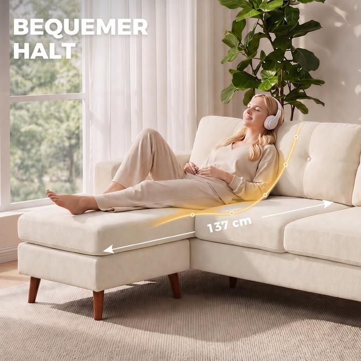 Immagine prodotto Homcom Ecksofa Polyester Cremeweiss (Divano ad angolo)