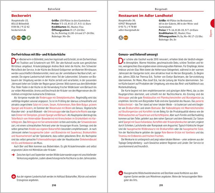 Nährwerte und Zutaten Slow Food Genussführer 2025/26 (Deutsch, Slow Food Deutschland e.V., 2024)