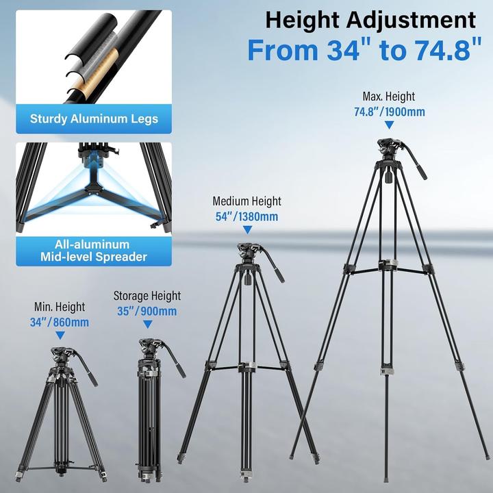 Produktbild Sirui Videostativ mit Schnellwechselmechanismus, Flüssigkopf und Stabilität für professionelle Aufnahmen (Metall)