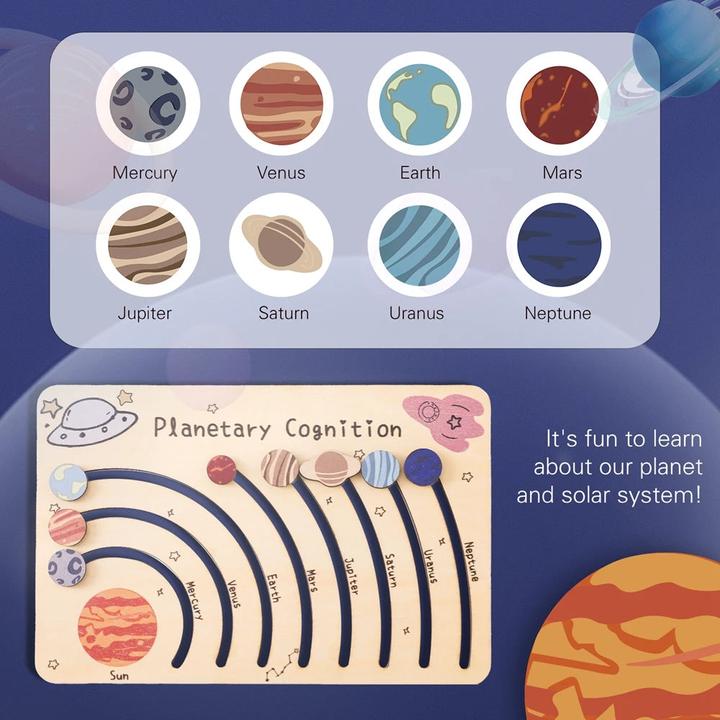 Image du produit Activity Board Jouet pour bébé Système solaire en bois Tableau cognitif Cosmique Jouet d'apprentissage de