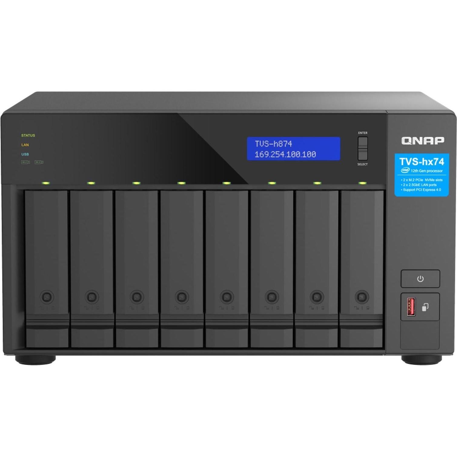 QNAP TVS-H874X-I9-64G (0 TB), NAS, Schwarz