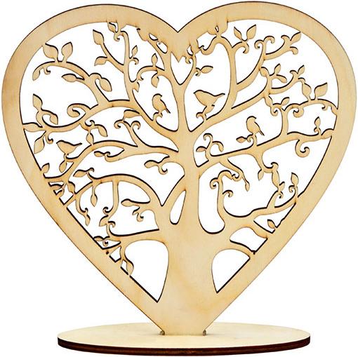 CreaDiva Aufsteller Herzbaum Dekor aus Naturholz Medium