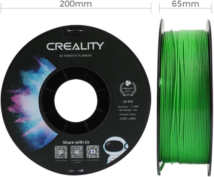 Image du produit Creality Filament TPU, vert, 1.75 mm, 1 kg (TPU, 1.75 mm, 1000 g, Vert)