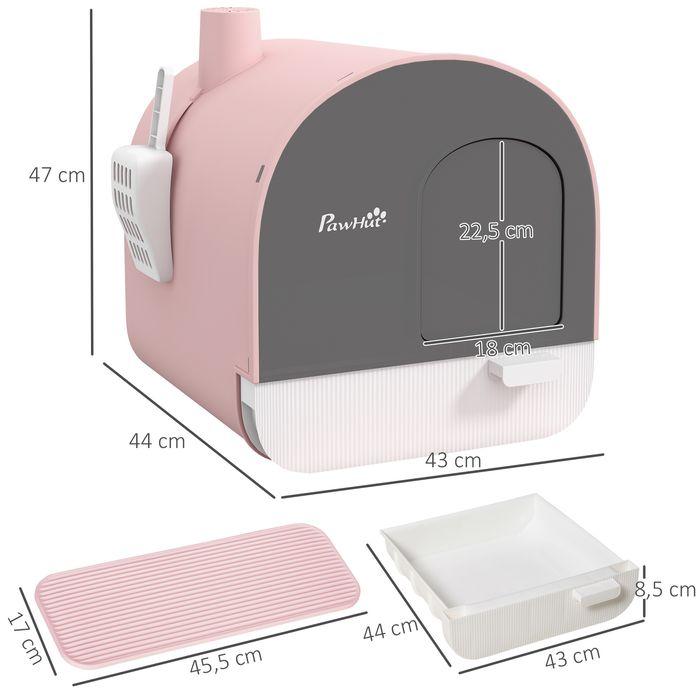 Immagine prodotto Swisshandel24 Katzentoilette mit Haube, für Katzen bis 5 kg, Rosa (Lettiera per gatti chiusa)
