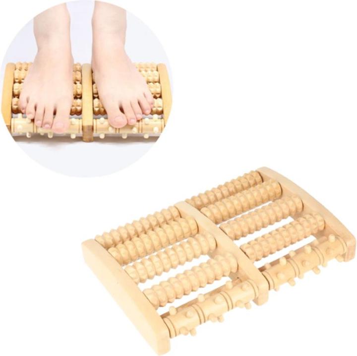 Actual product image Stride Holz Fussmassage Rolle 27x18x4cm Entspannende Fussrolle Beige