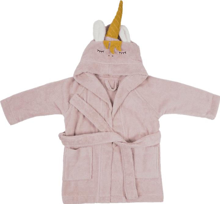 Actual product image Kikadu Bathrobe unicorn pale rose size 1-2 (GOTS)