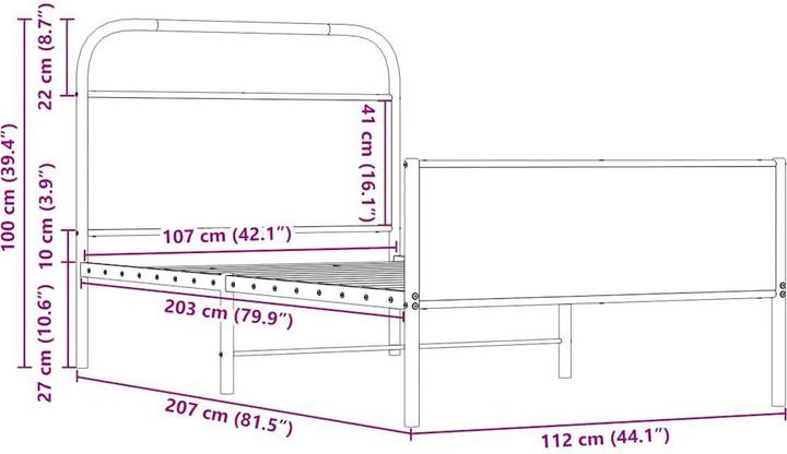 Produktbild vidaXL Bettgestell (107 x 203 cm)