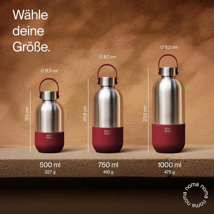 Actual product image noma noma Trinkflasche Edelstahl auslaufsicher 1000ml Grenadine Red (1 l)