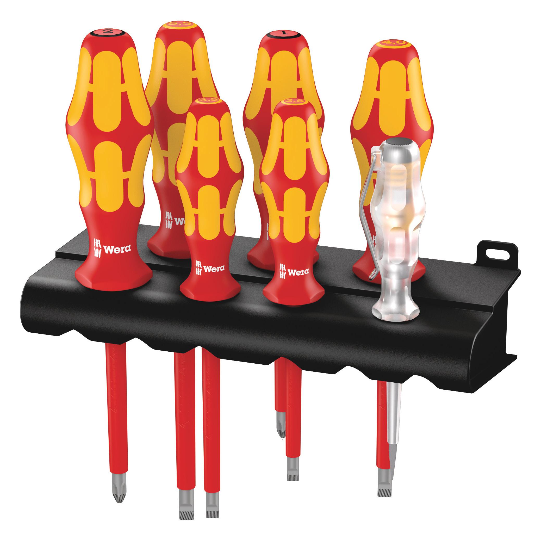 Wera, Schroevendraaiers, VDE-schroevendraaierset 7 stuks (Kruisvormig PZ, Schroeven met sleufkop)