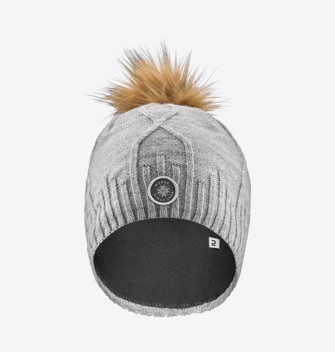 Produktbild Wedze Mütze Erwachsene Zopfmuster - Fur Virgin hellgrau