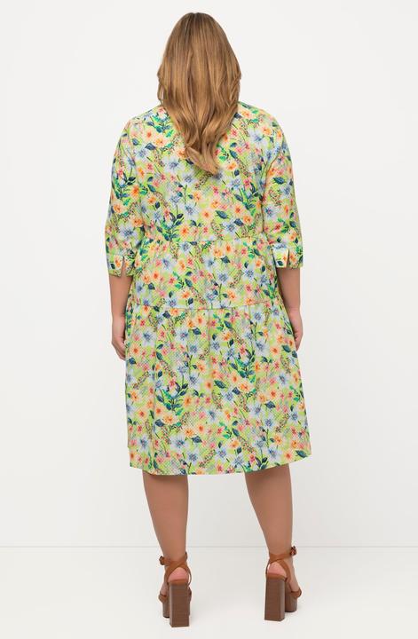 Image du produit Ulla Popken Robe chemisier, fleurs ligne en A, col chemise, manches 3/4 (50, 52)