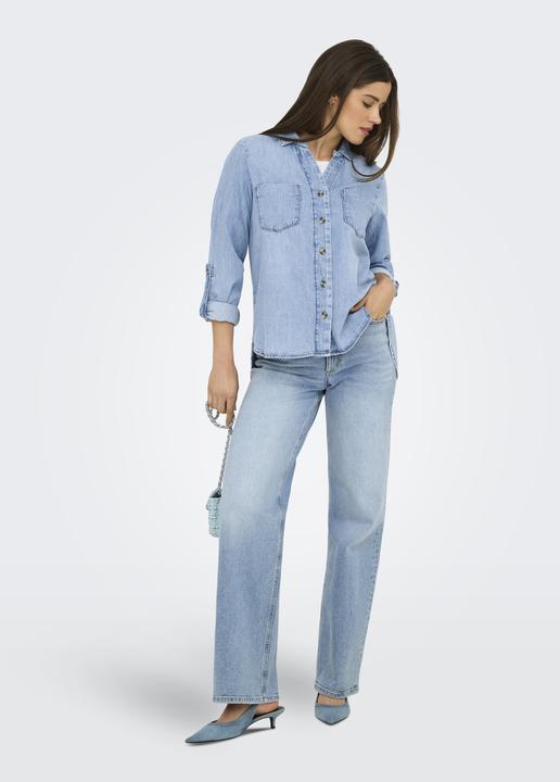 Actual product image Only Normal geschnitten Hemdkragen Umgeschlagene Ärmelbündchen Jeanshemd Jeanshemd (M)