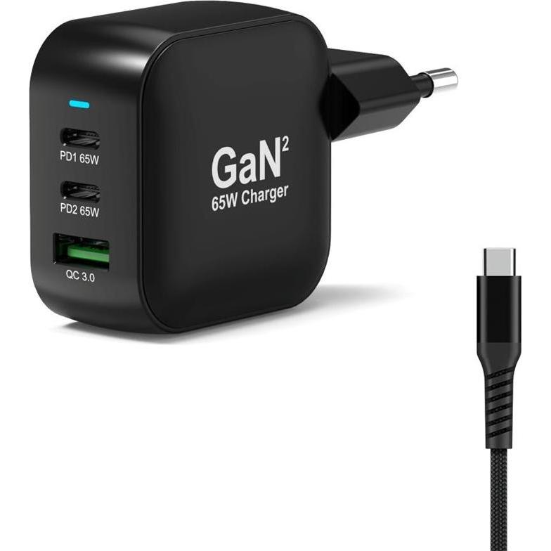 Port Designs Port WALL GaN2 CHARGER USB-C & USB-A 65W (65 W, 3 porte), Caricatore USB