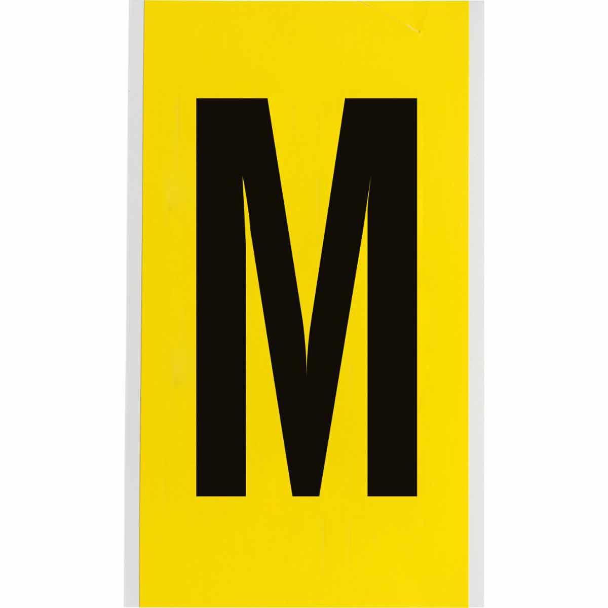 Brady, Etiketten, 3470-M, B-499, Nylongewebe, Buchstabe M, Schwarz auf Gelb, 127 x 228mm, Schrifthöhe 152mm(25