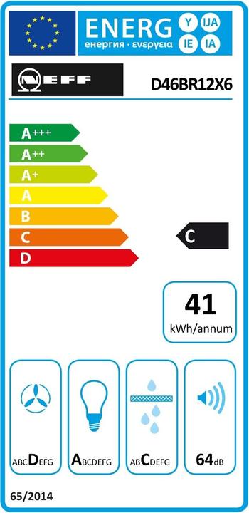 Energie-Label Neff D46BR12X6 (Flachschirmhaube)