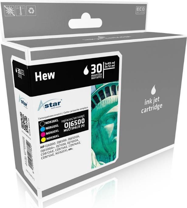 Produktbild Astar 4er-Pack - Schwarz, Gelb, Cyan, Magenta (M, C, Y, BK)