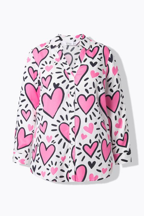 Miamoda Bluse, Komfort Fit, herz-Muster, Langarm