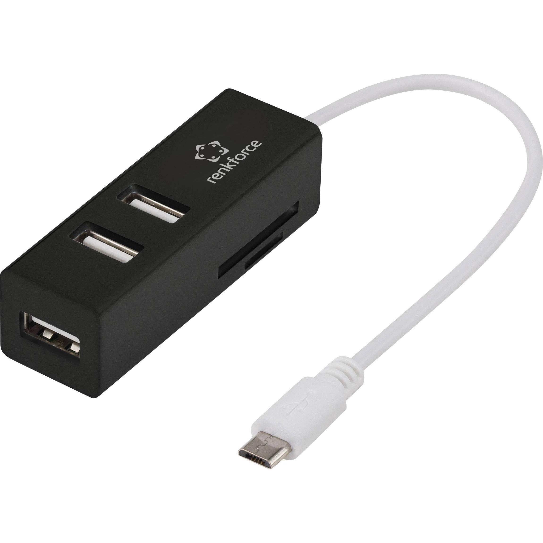 Renkforce RF-4995192 (Micro USB, 3 Ports), Dockingstation + USB Hub, Schwarz