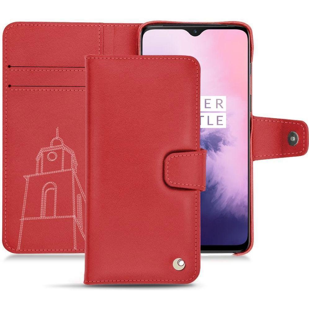 Noreve Lederschutzhülle Wallet (OnePlus 7), Smartphone Hülle, Rot
