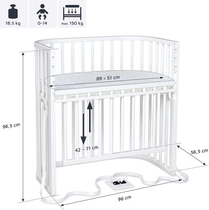 Actual product image Babybay Boxspring Comfort Plus co-sleeper bed - White lacquered (51 x 89 cm)