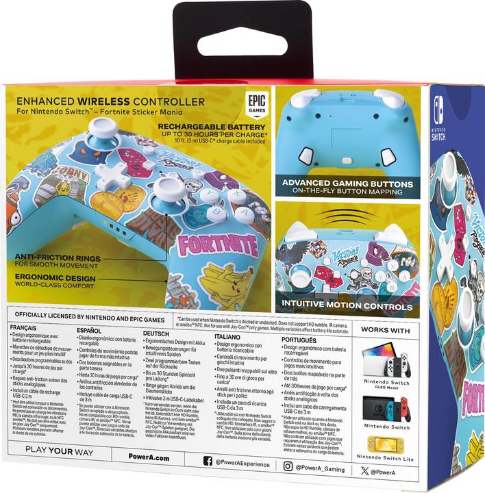 Produktbild PowerA Enhanced Wireless Controller - Fortnite Sticker Mania (Switch Lite, Switch OLED, Switch)