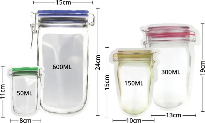 Actual product image Homava Mason Jar Food Zip Freezer Bag