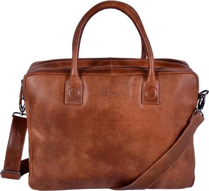 DSTRCT Fletcher Leren Business Laptoptas - Porta pc da 15,6 pollici - Sleutelhanger - Cognac (15.60")