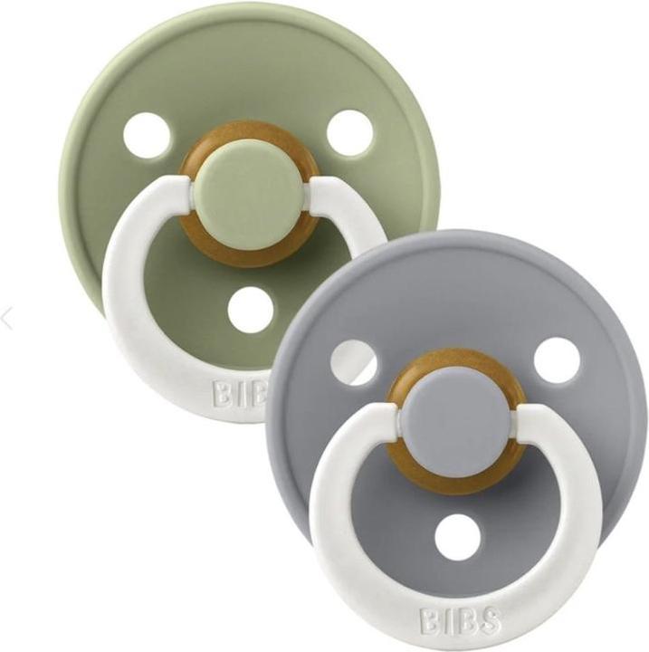 Actual product image Bibs Nuggi Colour 2 PACK Latex Symmetrical 0-6m Sage GLOW Cloud GLOW (2 x, up to 6 M.)