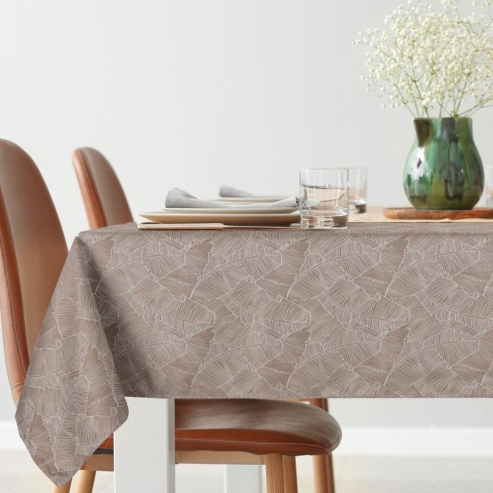 Actual product image Eurofirany ISLA tablecloth with banana leaf jacquard pattern, 140 x 220 cm (140 x 220 cm)