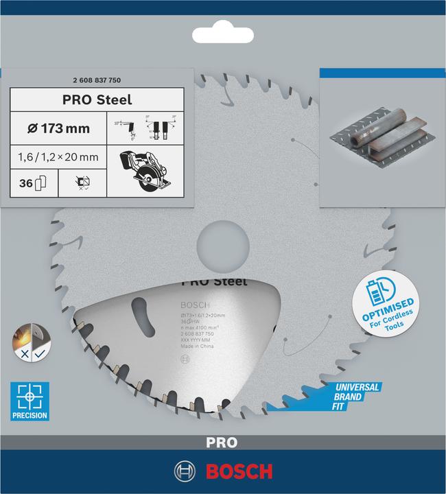 Produktbild Bosch Professional Zubehör PRO Steel cordless Kreissägeblatt, 173 x 1,6 x 20 mm