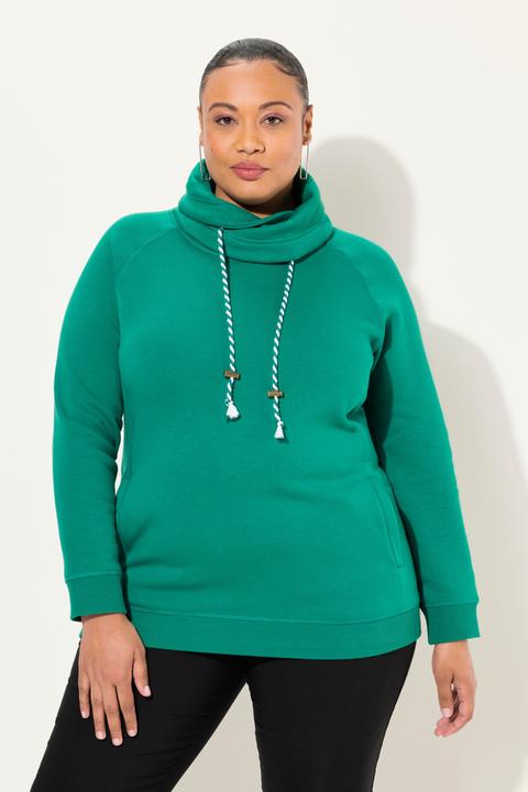 Actual product image Ulla Popken Drawstring Collar Long Sleeve Sweatshirt (54)