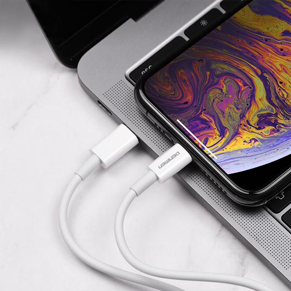 Actual product image Denmen USB-PD-Kabel Typ C – Lightning, 20 W, 3,6 A, verstärkt, weiss, 2 m, D65 (2 m, 20 W)