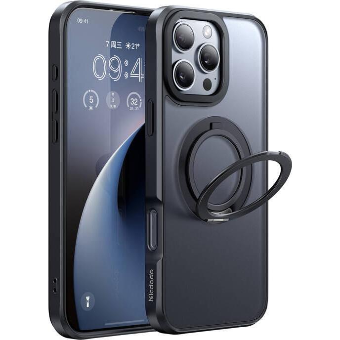 Mcdodo PC-4932 MagSafe case for iPhone 16 Pro with stand (black) (Apple iPhone 16 Pro), Smartphone Hülle, Schwarz