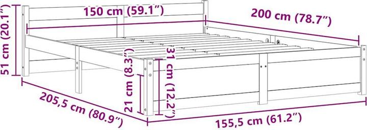 Image du produit vidaXL Bettrahmen (150 x 200 cm)