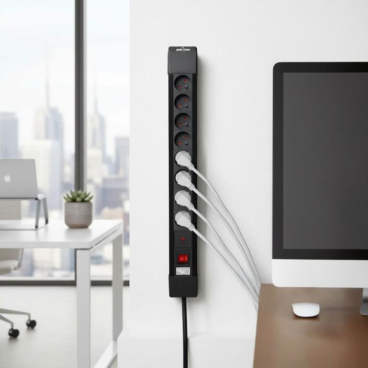 Actual product image Maclean MCE11 Extension Cable 1 5 m 8 AC Outputs Indoor Black (8x, CEE 7/5, 1.50 m)