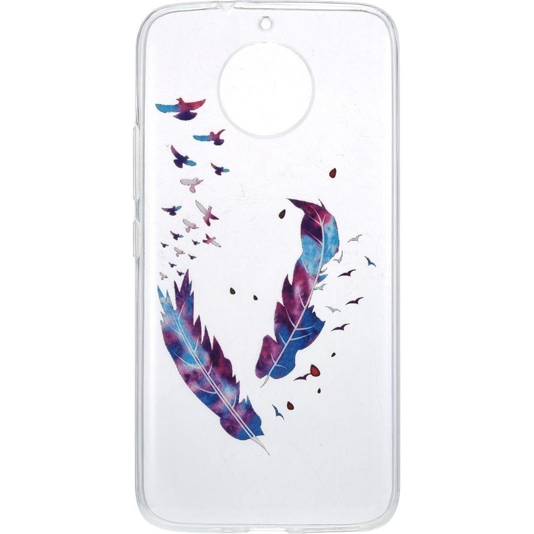 König Design Henna Cover für Motorola Moto E4 Case Schutz Hülle Silikon Bumper Federn Bunt (Motorola Moto E4), Smartphon...