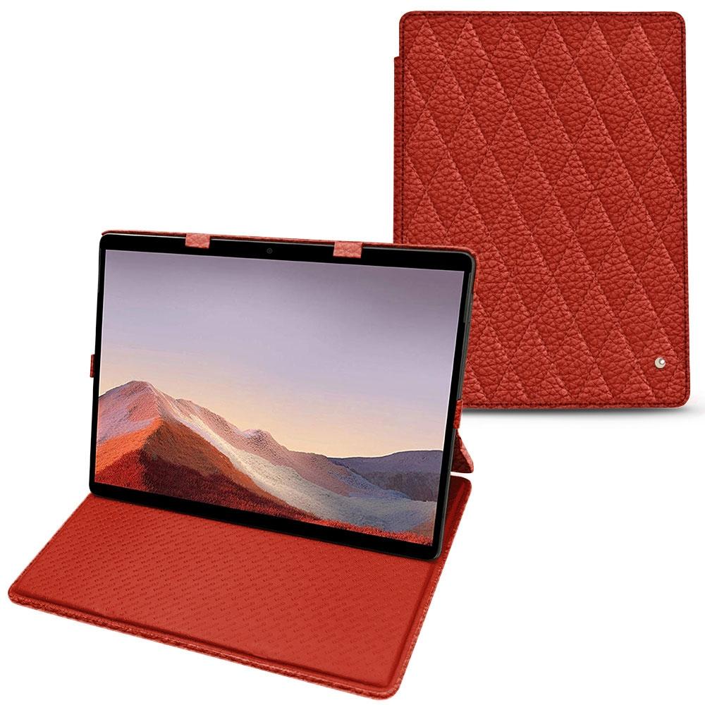 Noreve Lederschutzhülle vertikal (Microsoft Surface Pro X), Tablet Hülle, Orange