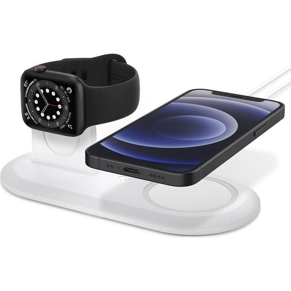 Spigen Magfit Duo Apple Magsafe & Watch Charger Stand (5 W), Wireless Charger, Weiss