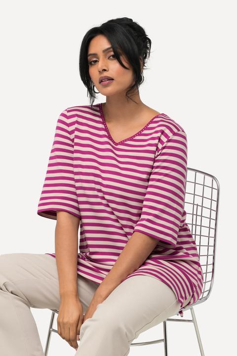 Actual product image Ulla Popken Striped Short Sleeve Pima CottoN Tee (42, 44)