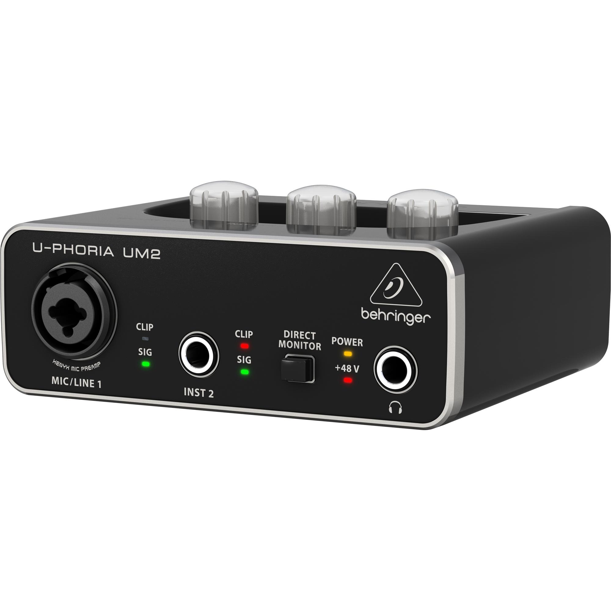Behringer U-Phoria UM2 (USB), Audio Interface, Schwarz, Silber