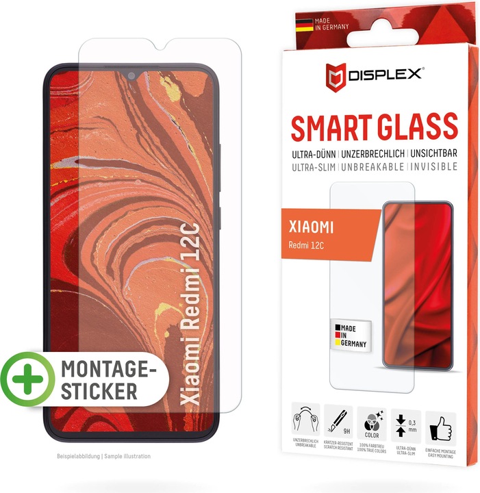 Actual product image Displex Smart Glass, Displayschutzfolie (1 Piece, Xiaomi Redmi 12C)
