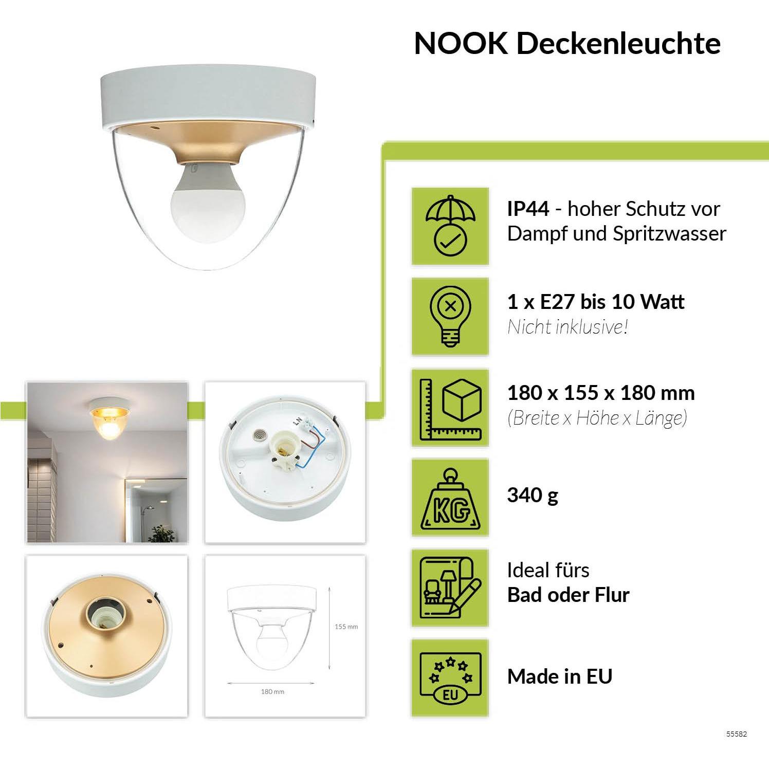 Thumbnail - Licht-Erlebnisse, Wandleuchte + Deckenleuchte, Deckenlampe Maira (E27)