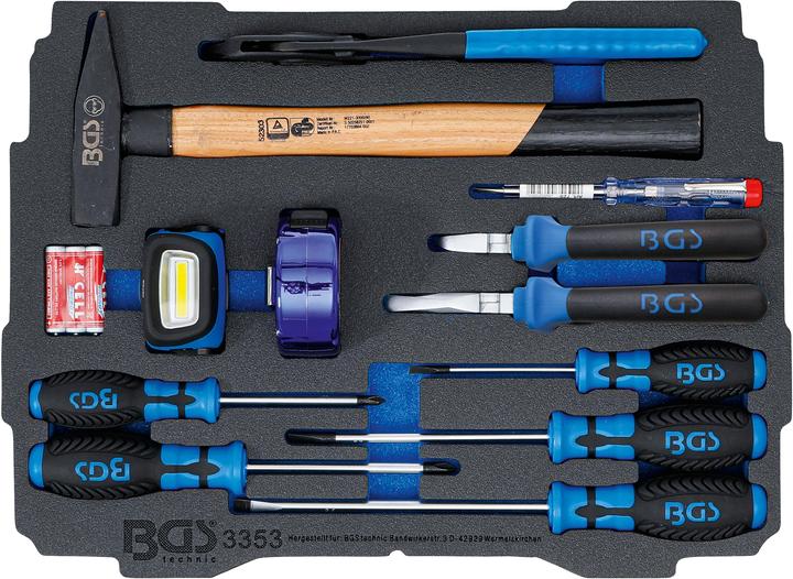 Produktbild BGS Schaumeinlage für Art. BOXSYS1 & 2: Hammer-, Zangen-, Schraubendreher-Satz 12-tlg.