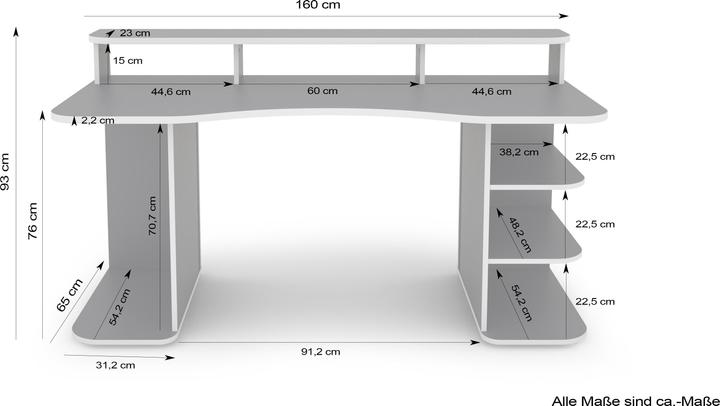 Produktbild Homexperts FLYNN Schreibtisch Breite 160 cm, anthrazit mit roter Kante