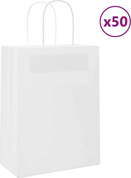 Image du produit VidaXL Sacs en papier kraft 50 pcs. avec anse Blanc 22x11x28 cm Sac en papier (Pochette cadeau, 50 x)