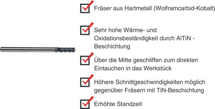 Produktbild Paulimot VHM-Schlichtfräser Ø 4,0 mm 35° mit AlTiN-Beschichtung, 4-schneidig