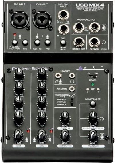 ART Audio Art USBMix4 USB-Mischpult 4 Kanal Mixer (Studio- und Livemixer)