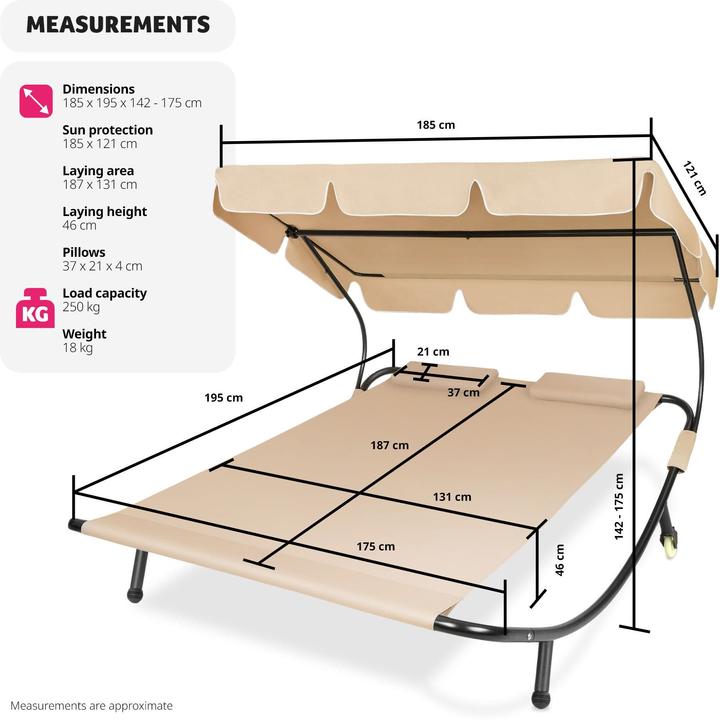 Actual product image tectake Sun lounger double (195 cm)