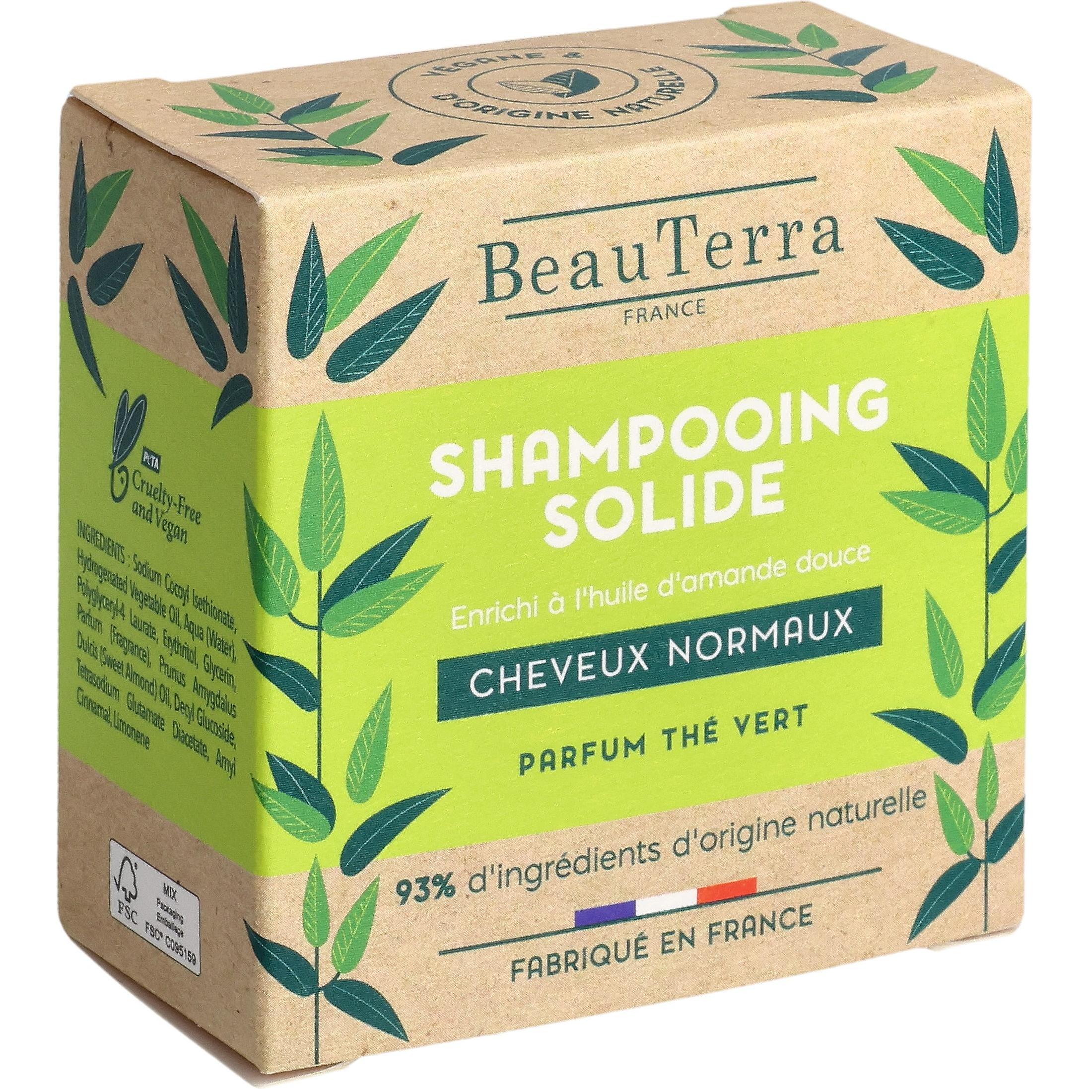 Beauterra Verde Shampoo, Shampoo Solido Per Capelli Normali (Shampoo Solido, 82 G)