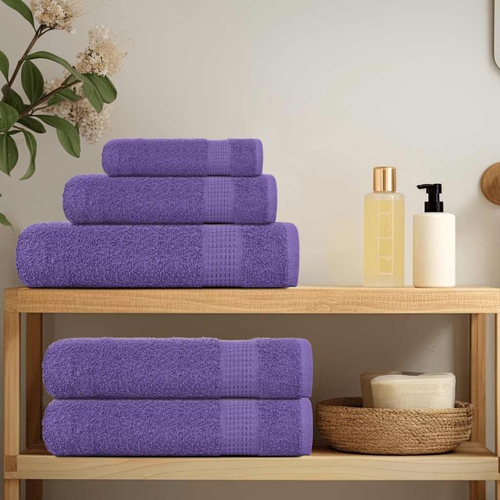 Productafbeelding VidaXL Handdoeken 4 st. Paars 100x200 cm 360 g/m² 100% katoenen strandlaken